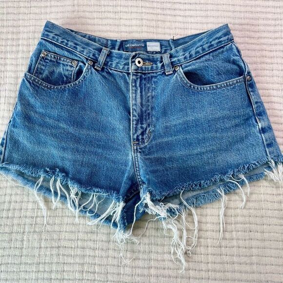 Vintage Liz Claiborne Womens Blue Five Pocket Denim Cut Off Shorts Size 8 Reg - Picture 1 of 5